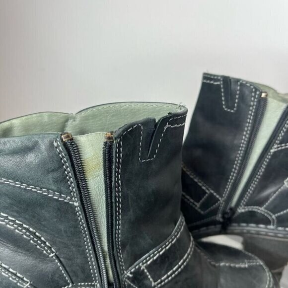Josef Seibel Women’s Size 38 Spirit of Nature Dark Grey Leather Moto Style Boot - Picture 7 of 15